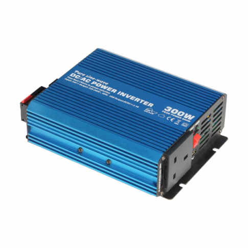 300W Pure Sine Wave Power Inverter 230V AC Output (UK Sockets), With Powerful USB Charging Port