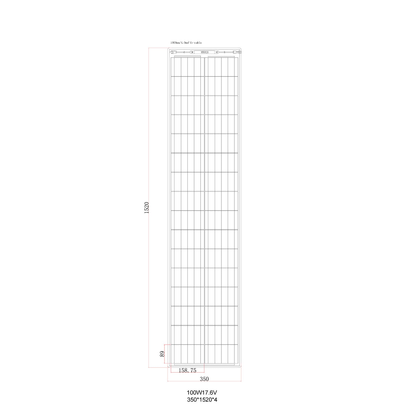 100W Reinforced Ultra-Narrow Semi-Flexible Solar Panel with a Durable ETFE Coating