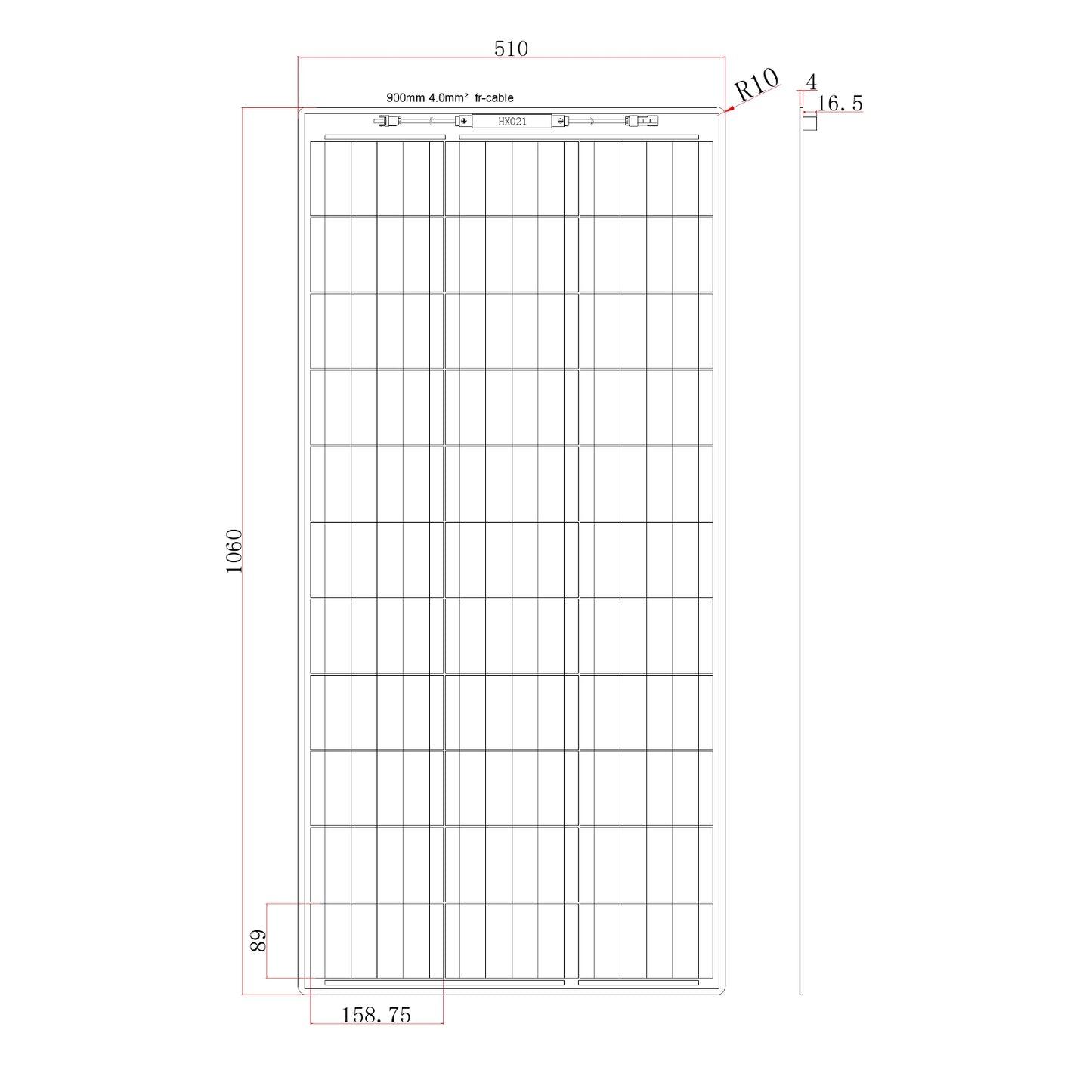 100W Reinforced Narrow Semi-Flexible Solar Panel with a Durable ETFE Coating