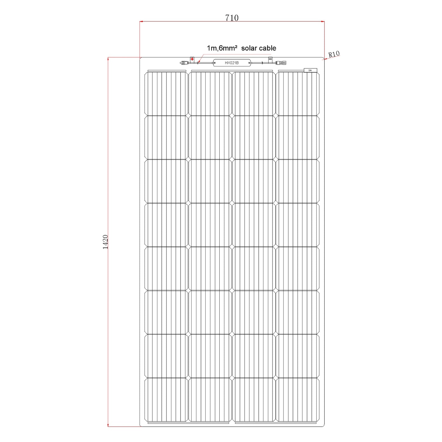200W Semi-Flexible Fibreglass Solar Panel with Durable ETFE Coating