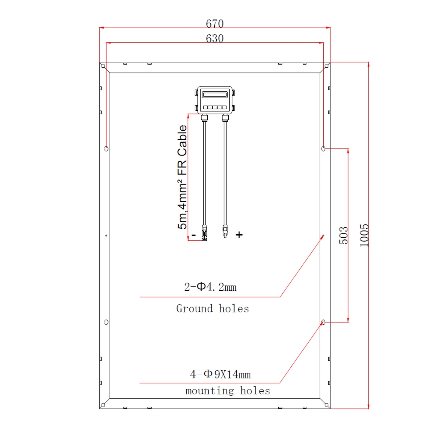 120W Monocrystalline Solar Panel with 5m Cable & MC4 Connectors