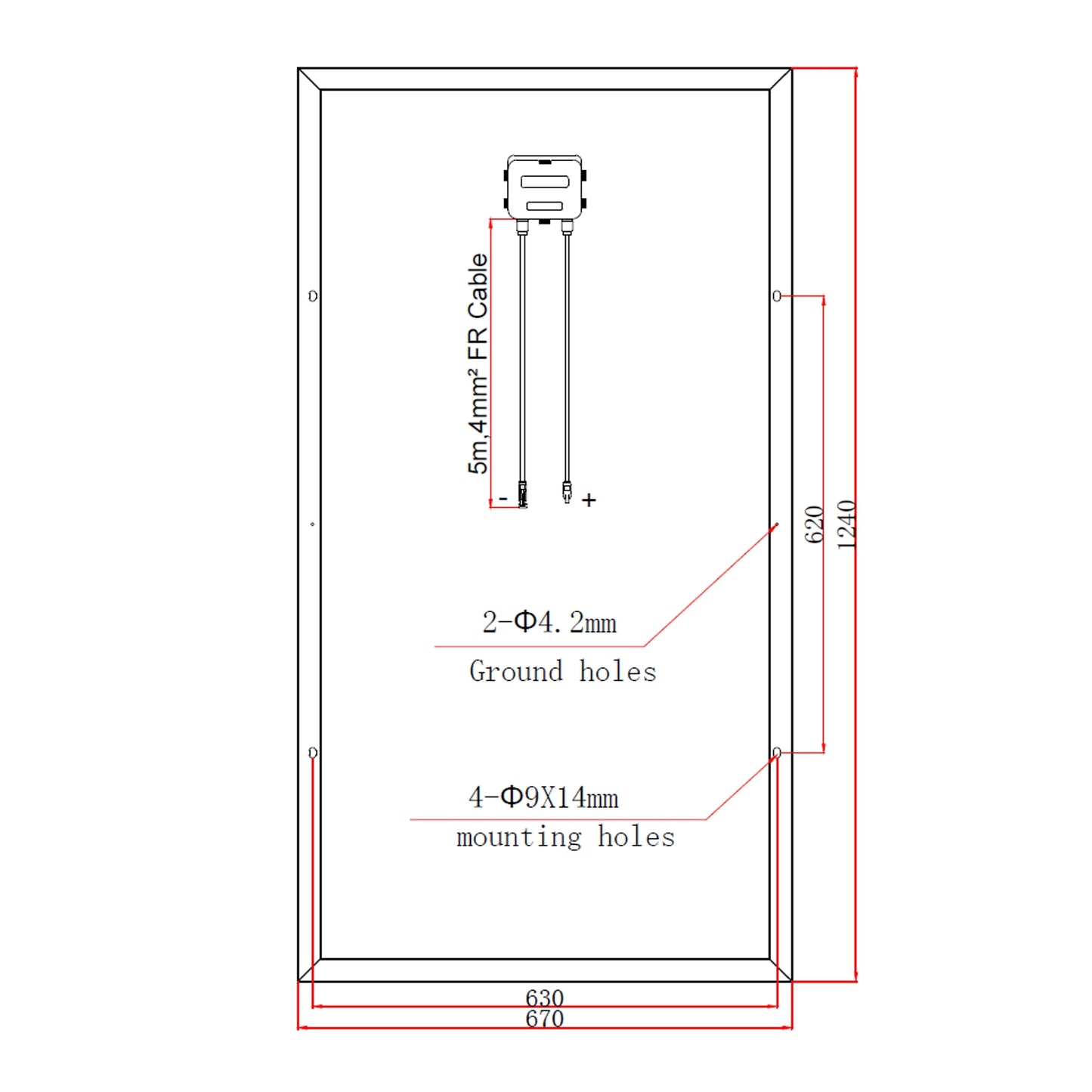 150W Monocrystalline Solar Panel with 5m Cable & MC4 Connectors