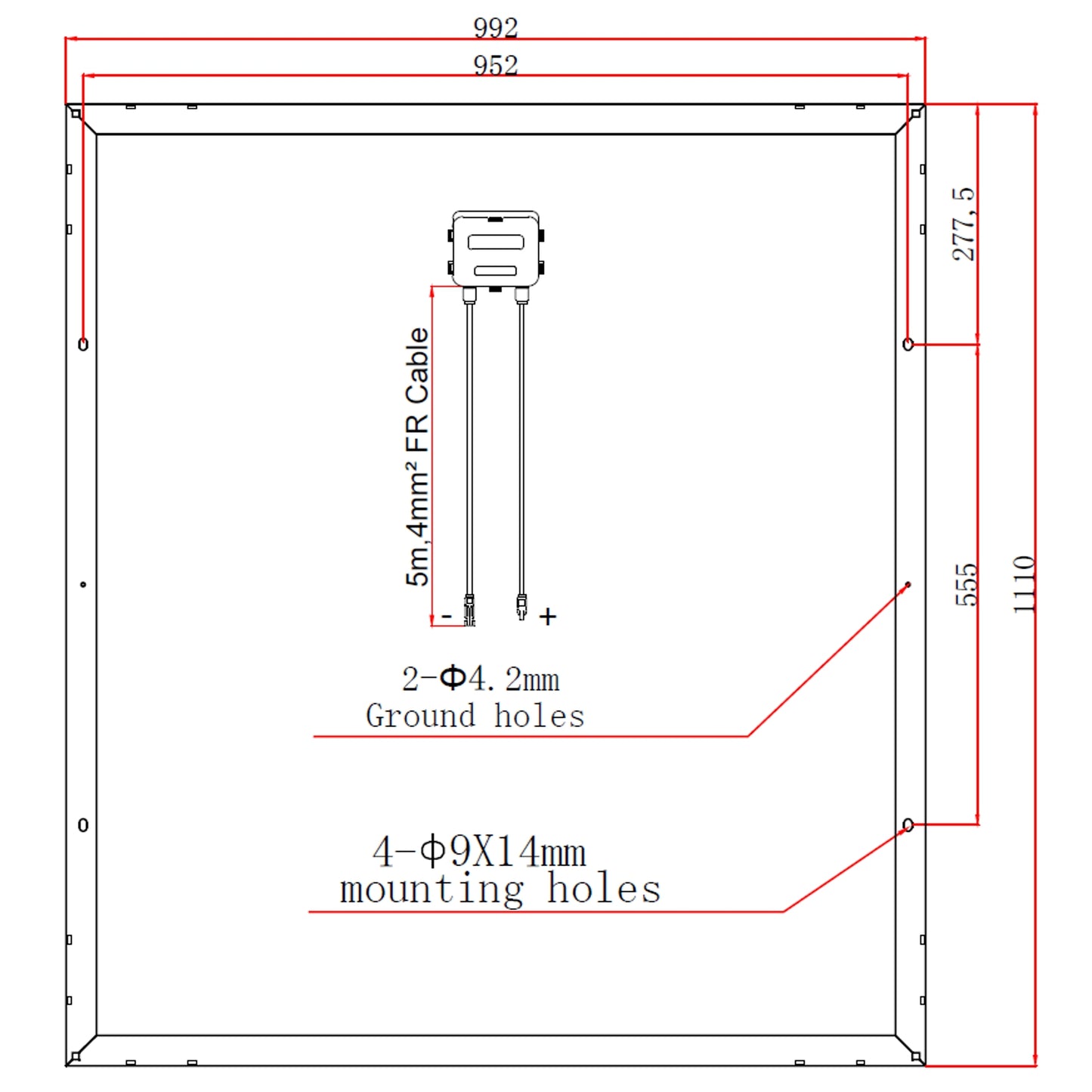 200W Monocrystalline Solar Panel with 5m Cable & MC4 Connectors