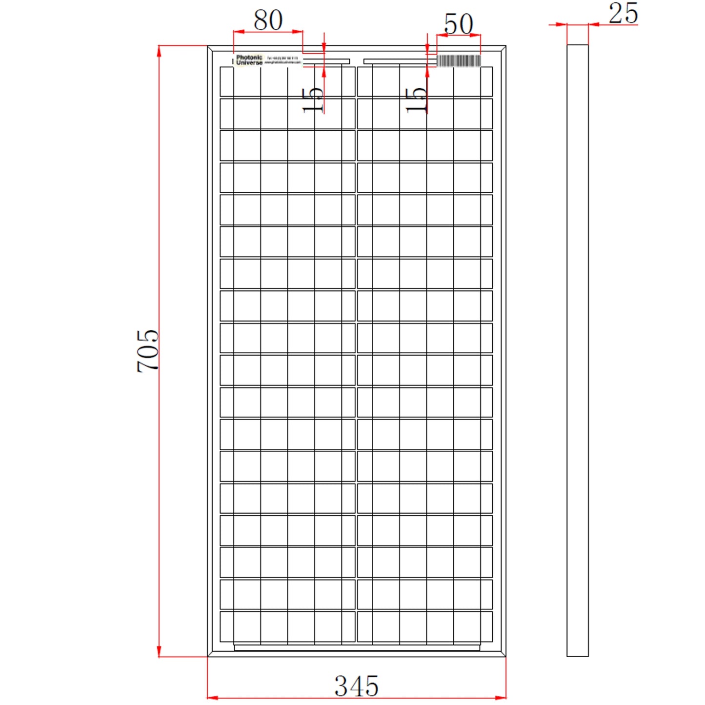 40W Monocrystalline Solar Panel with 5m Cable & MC4 Connectors