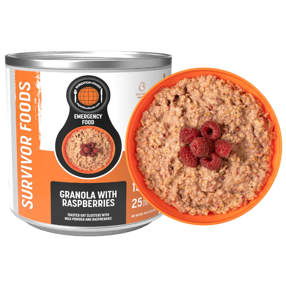 25-Year Survival Tin - Granola with Raspberries | Expedition Foods