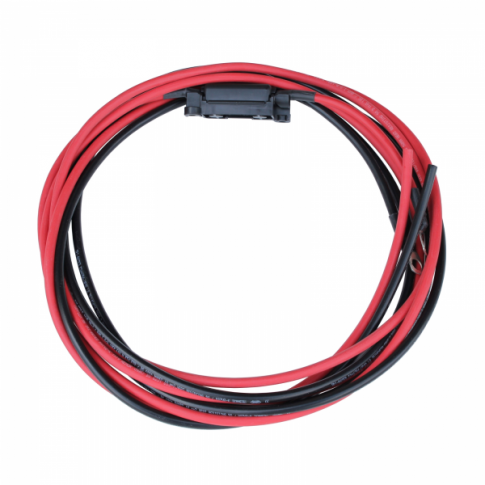 3m 10mm2 Single Core Red and Black Extension Cable With a Fuse Holder, 40A Fuse and Ring Terminals (8mm)