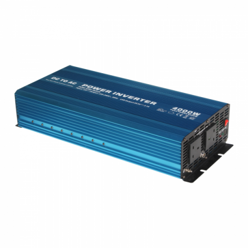 4000W 12V Pure Sine Wave Power Inverter 230V AC Output (UK Sockets), With Remote on/off Switch