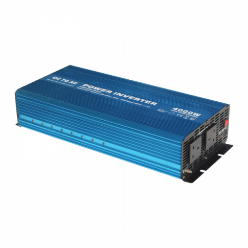 4000W 24V Pure Sine Wave Power Inverter 230V AC Output (UK Sockets), With Remote on/off Switch