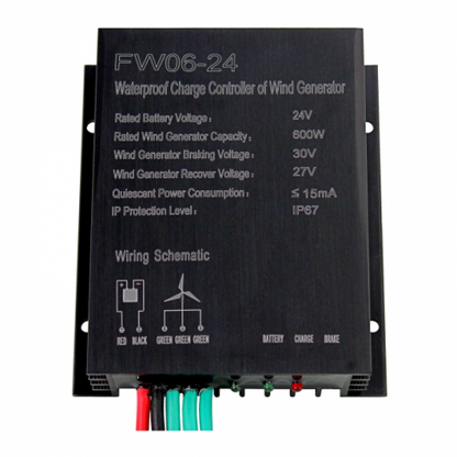 600W 24V Waterproof Wind Charge Controller / Regulator for 24V Wind Turbines up to 600W