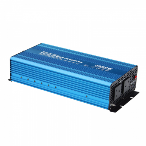 3000W 24V Pure Sine Wave Power Inverter 230V AC Output (UK Sockets), Remote on/off Switch