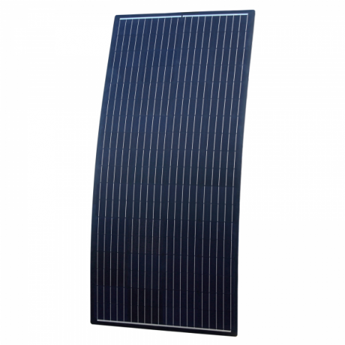 160W Black Reinforced Semi-Flexible Solar Panel with Round Rear Junction Box, 3m cable & a Durable ETFE Coating