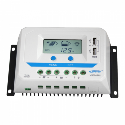 30A 12/24/36/48V Solar Charge Controller / Regulator With LCD Display and Powerful Dual USB Output (2.4A)