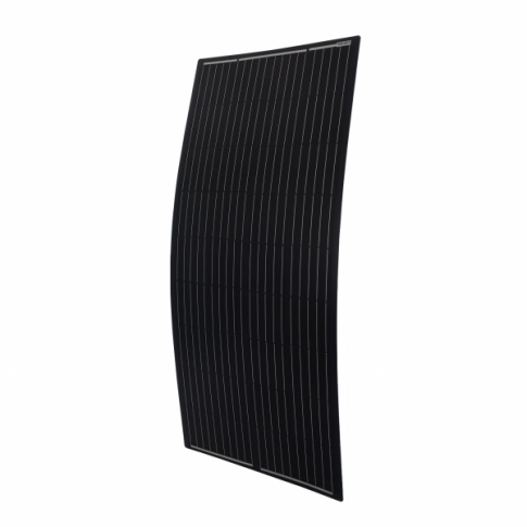 200W Black Reinforced Semi-Flexible Solar Panel with Round Rear Junction Box, 3m cable & a Durable ETFE Coating