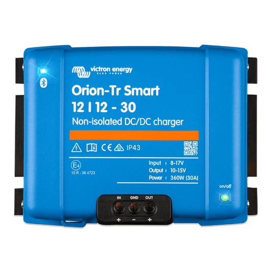 Victron Orion Smart Non-Isolated 30A 12V DC to 12V DC Automatic Multi-stage Intelligent Battery-to-Battery Charger for Lead Acid or Lithium Batteries With Bluetooth Connectivity