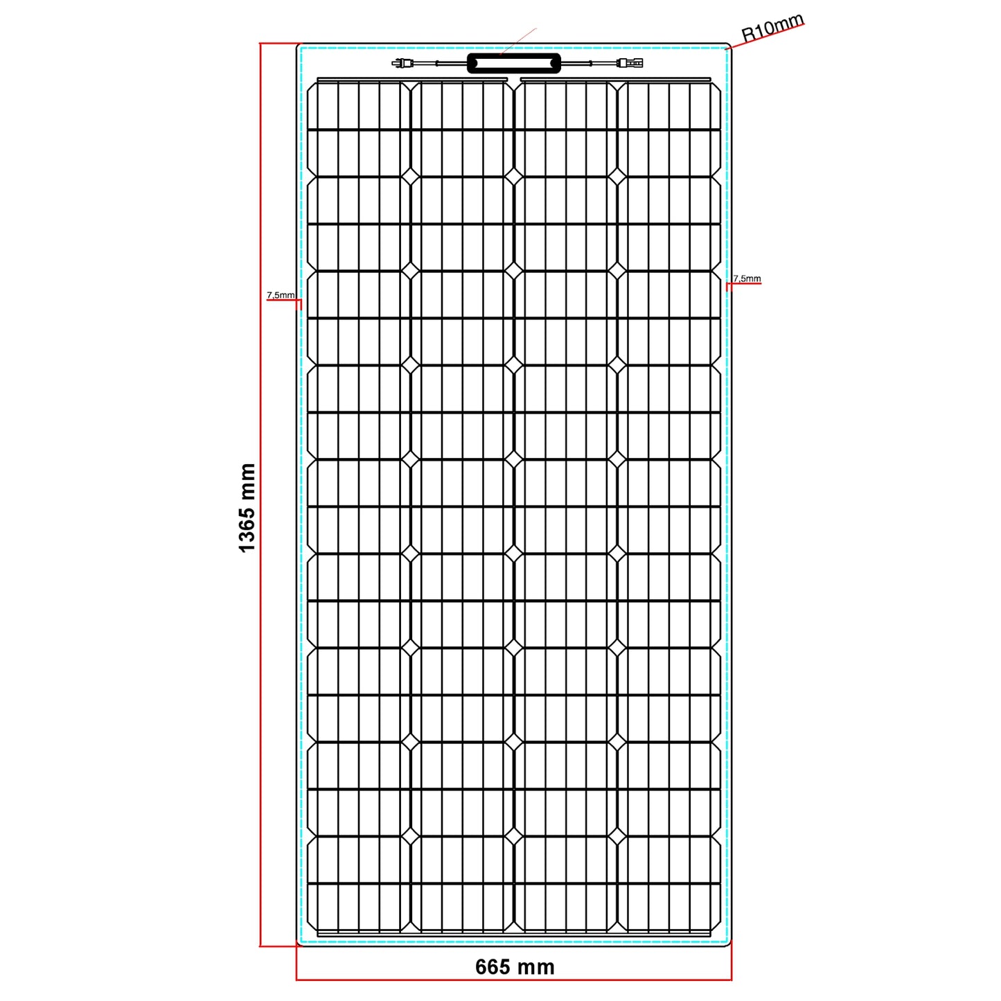 160W Reinforced Semi-Flexible Solar Panel with a Durable ETFE Coating