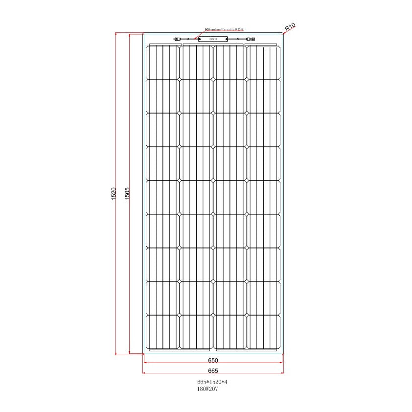 180W Reinforced Semi-Flexible Solar Panel with a Durable ETFE Coating