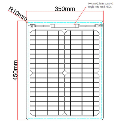 20W Reinforced Semi-Flexible Solar Panel with a Durable ETFE Coating