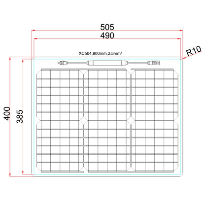 30W Reinforced Semi-Flexible Solar Panel with a Durable ETFE Coating