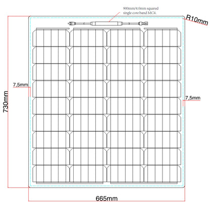 80W Reinforced Semi-Flexible Solar Panel with a Durable ETFE Coating