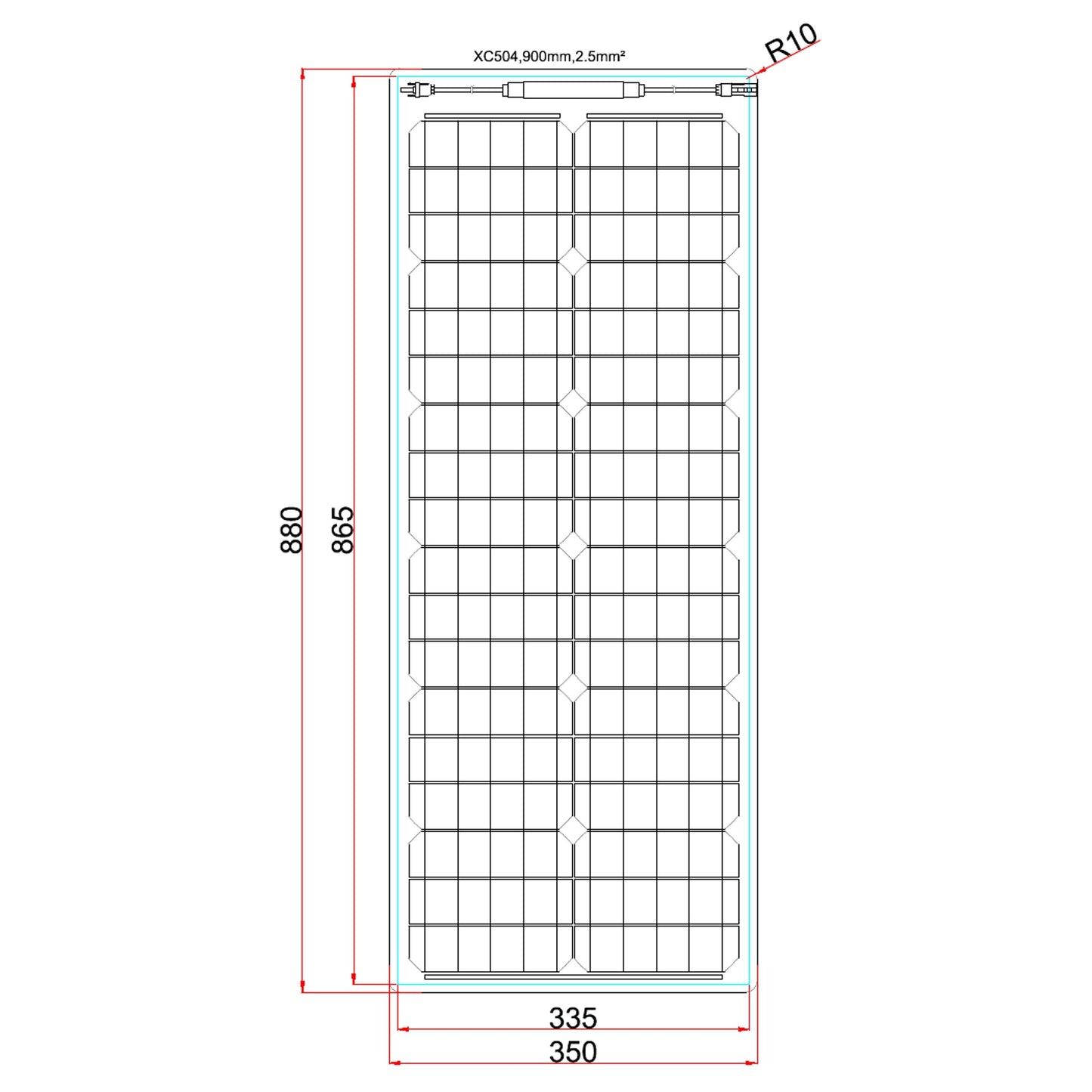 50W Reinforced Narrow Semi-Flexible Solar Panel with a Durable ETFE Coating