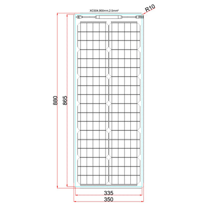 50W Reinforced Narrow Semi-Flexible Solar Panel with a Durable ETFE Coating