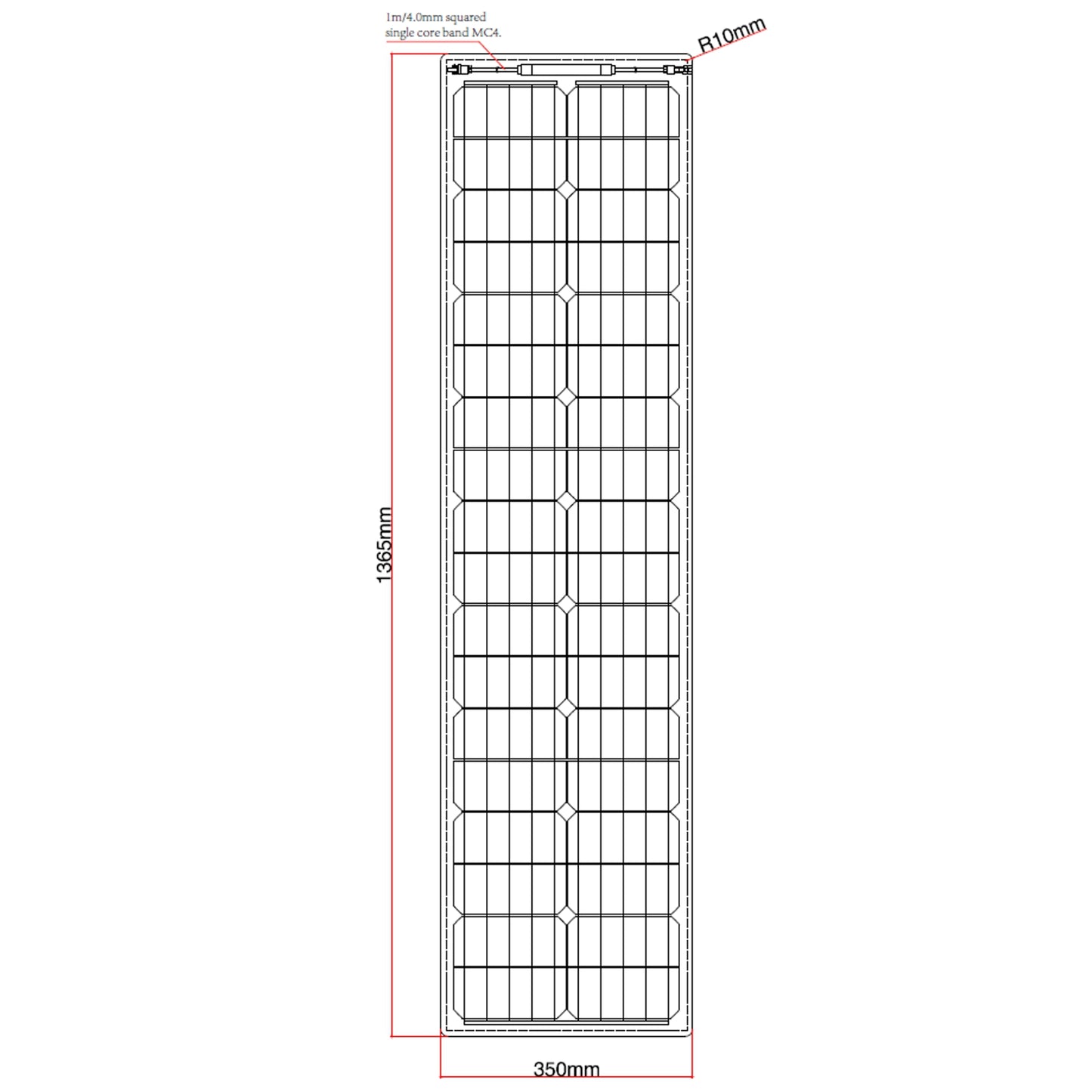 80W Reinforced Narrow Semi-Flexible Solar Panel with a Durable ETFE Coating