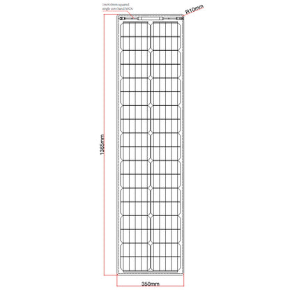 80W Reinforced Narrow Semi-Flexible Solar Panel with a Durable ETFE Coating