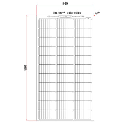 100W Semi-Flexible Fibreglass Solar Panel with Durable ETFE Coating