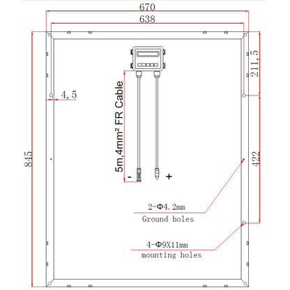 100W Monocrystalline Solar Panel with 5m Cable & MC4 Connectors