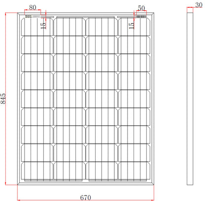 100W Monocrystalline Solar Panel with 5m Cable & MC4 Connectors