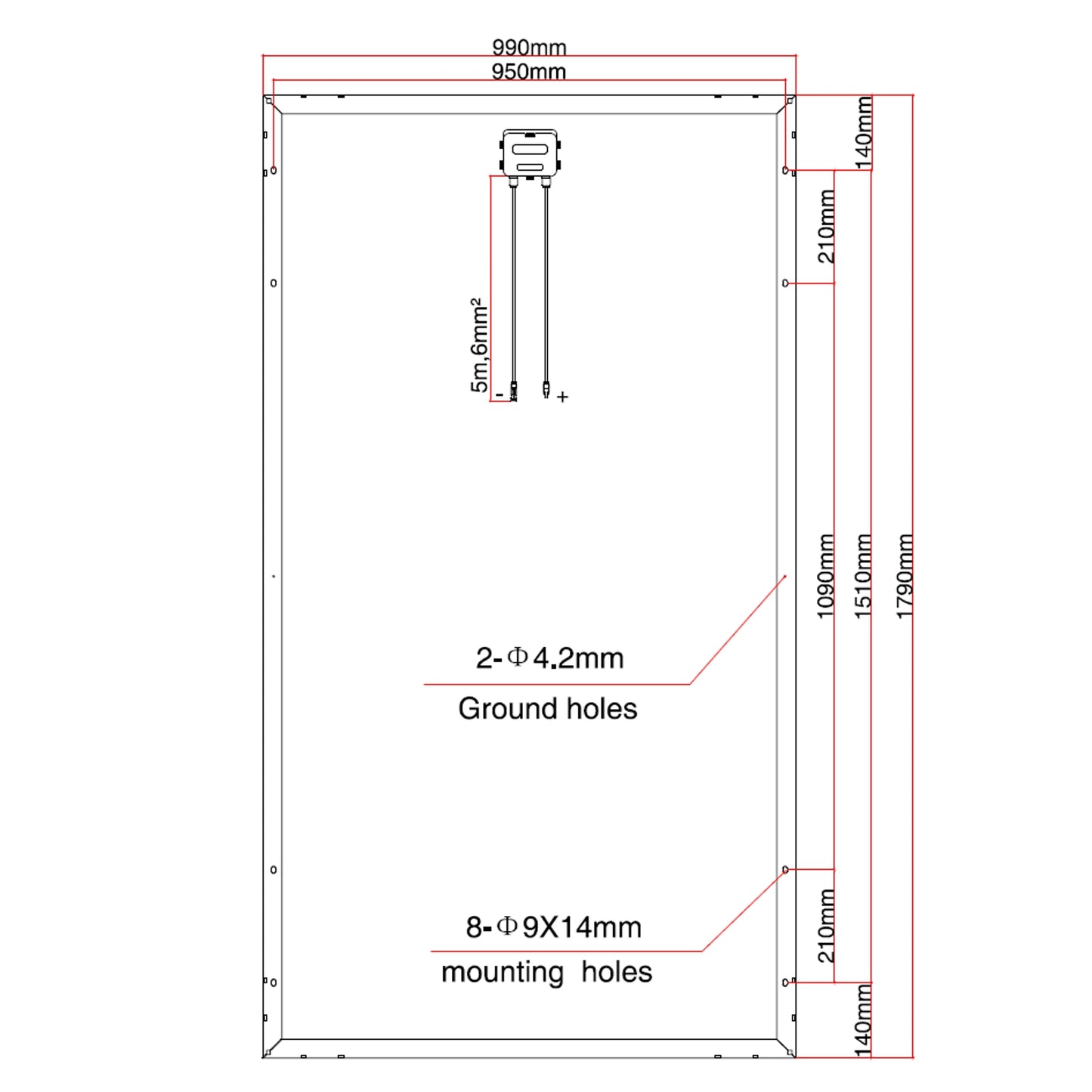 320W Monocrystalline Solar Panel with 5m Cable & MC4 Connectors