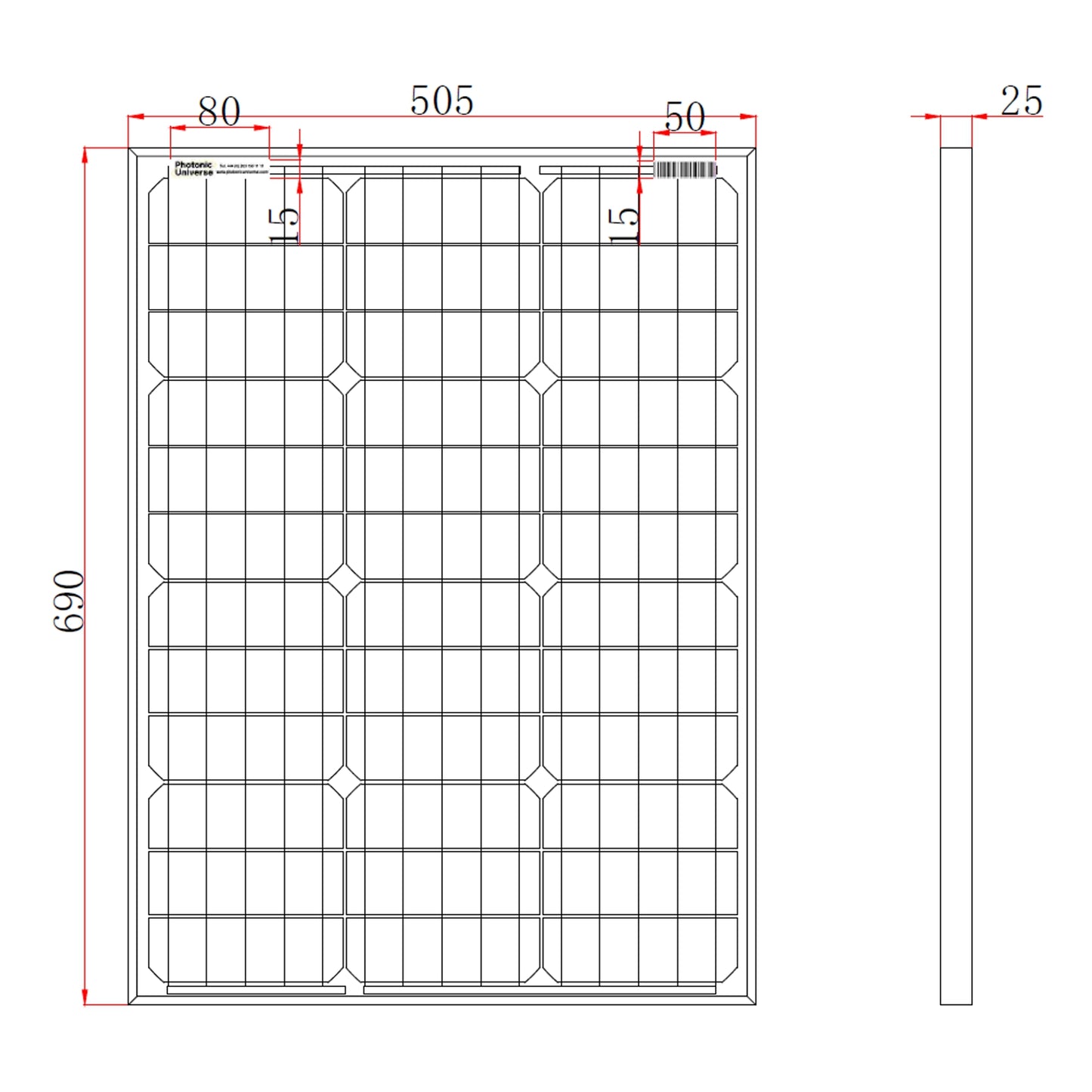 60W Monocrystalline Solar Panel with 5m Cable & MC4 Connectors