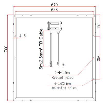 80W Monocrystalline Solar Panel with 5m Cable & MC4 Connectors