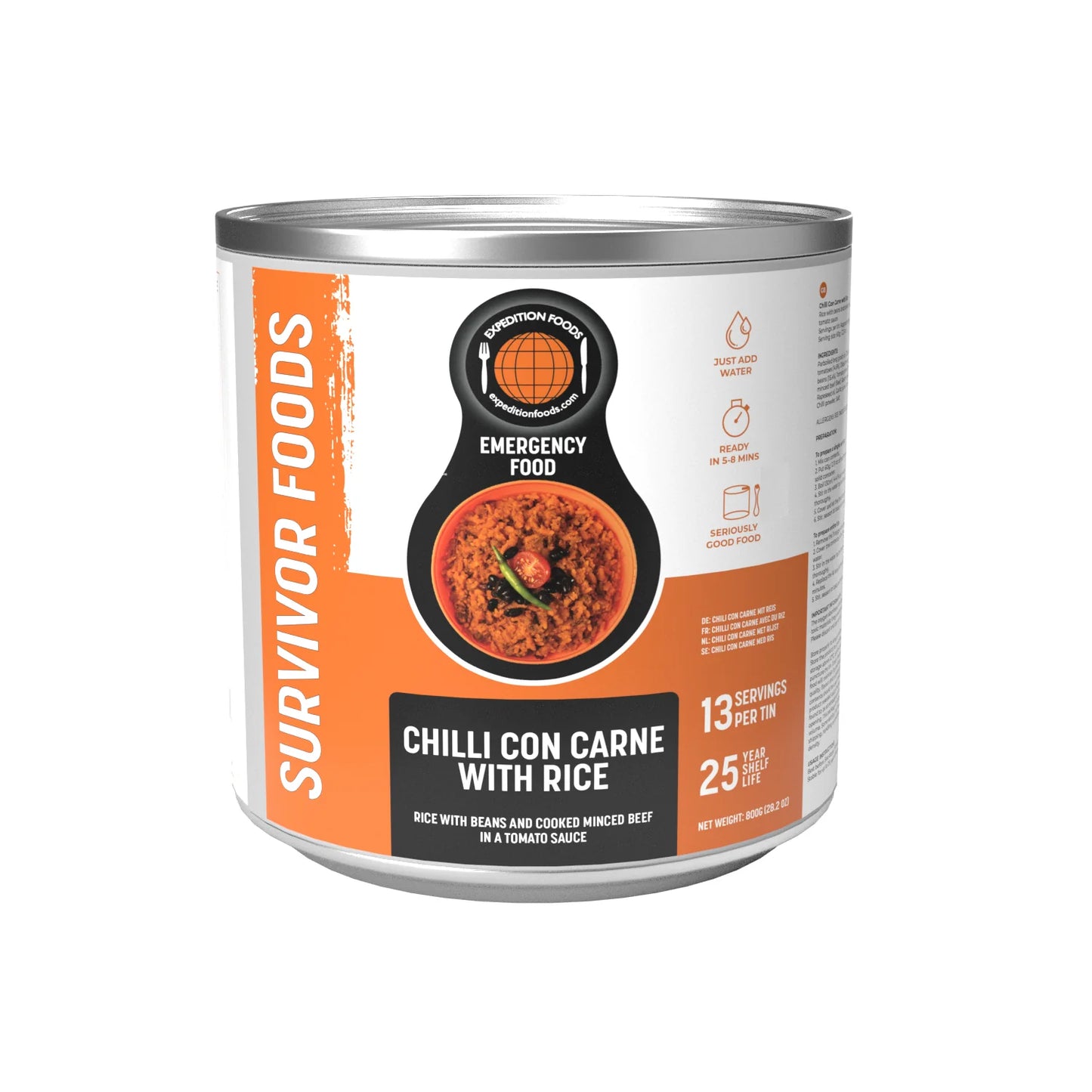 25-Year Survival Tin - Chilli Con Carne with Rice | Expedition Foods