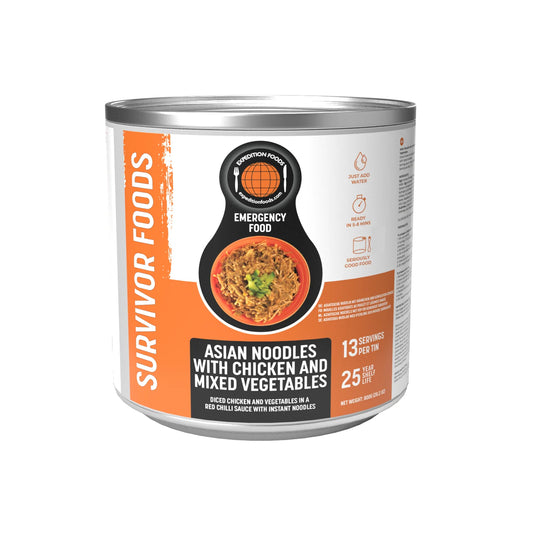 25-Year Survival Tin - Asian Noodles With Chicken and Mixed Vegetables | Expedition Foods