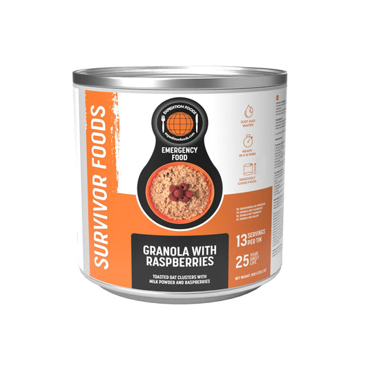 25-Year Survival Tin - Granola with Raspberries | Expedition Foods