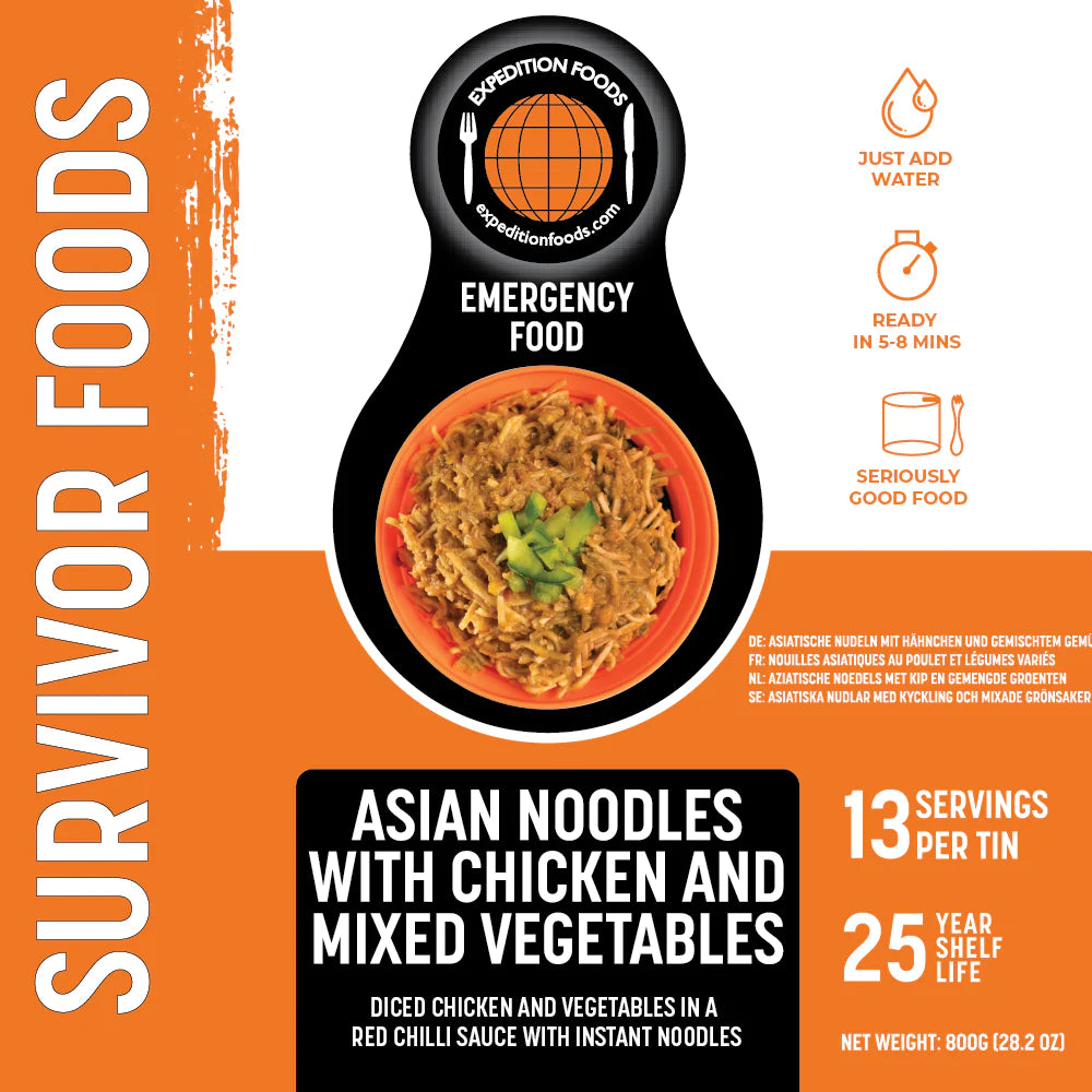 25-Year Survival Tin - Asian Noodles With Chicken and Mixed Vegetables | Expedition Foods