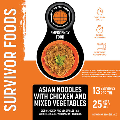 25-Year Survival Tin - Asian Noodles With Chicken and Mixed Vegetables | Expedition Foods