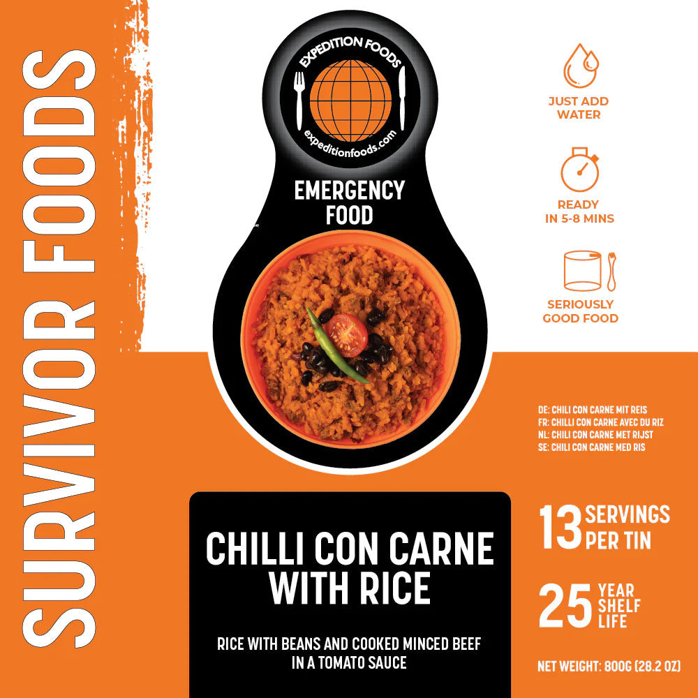 25-Year Survival Tin - Chilli Con Carne with Rice | Expedition Foods