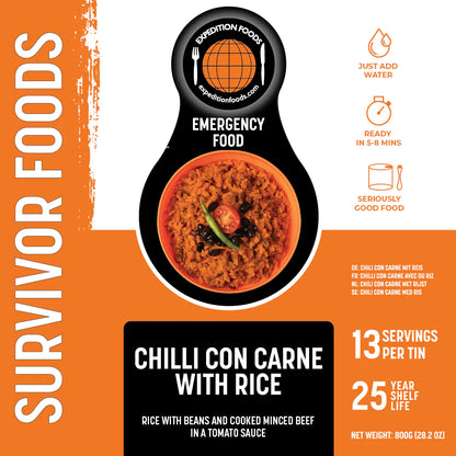 25-Year Survival Tin - Chilli Con Carne with Rice | Expedition Foods