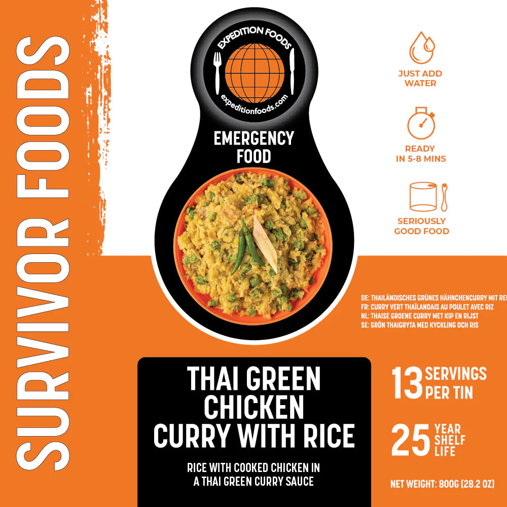 25-Year Survival Tin - Thai Green Chicken Curry with Rice | Expedition Foods