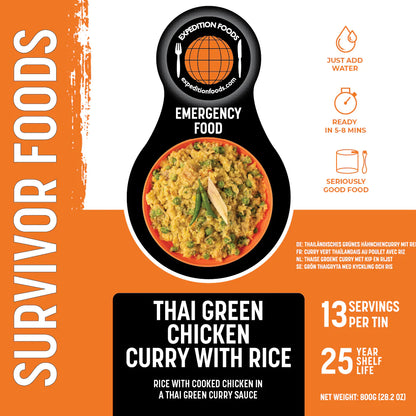 25-Year Survival Tin - Thai Green Chicken Curry with Rice | Expedition Foods